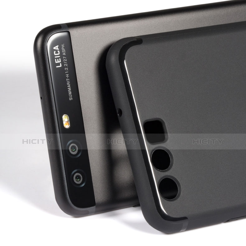 Coque Ultra Fine Silicone Souple et Support Bague Anneau pour Huawei P10 Noir Plus