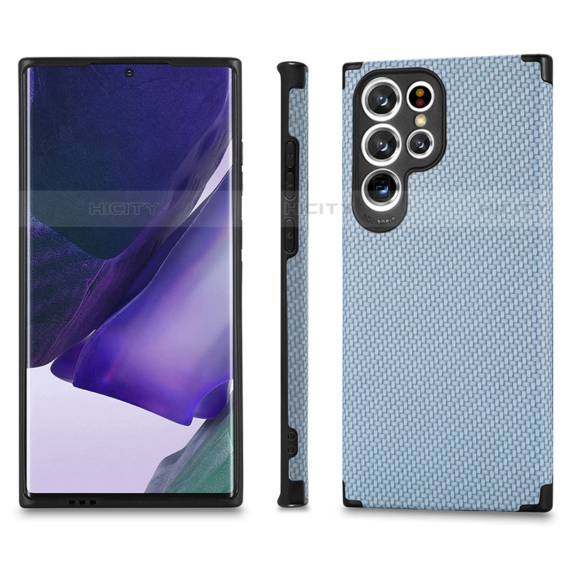 Coque Ultra Fine Silicone Souple Housse Etui avec Aimante Magnetique S03D pour Samsung Galaxy S23 Ultra 5G Bleu Plus