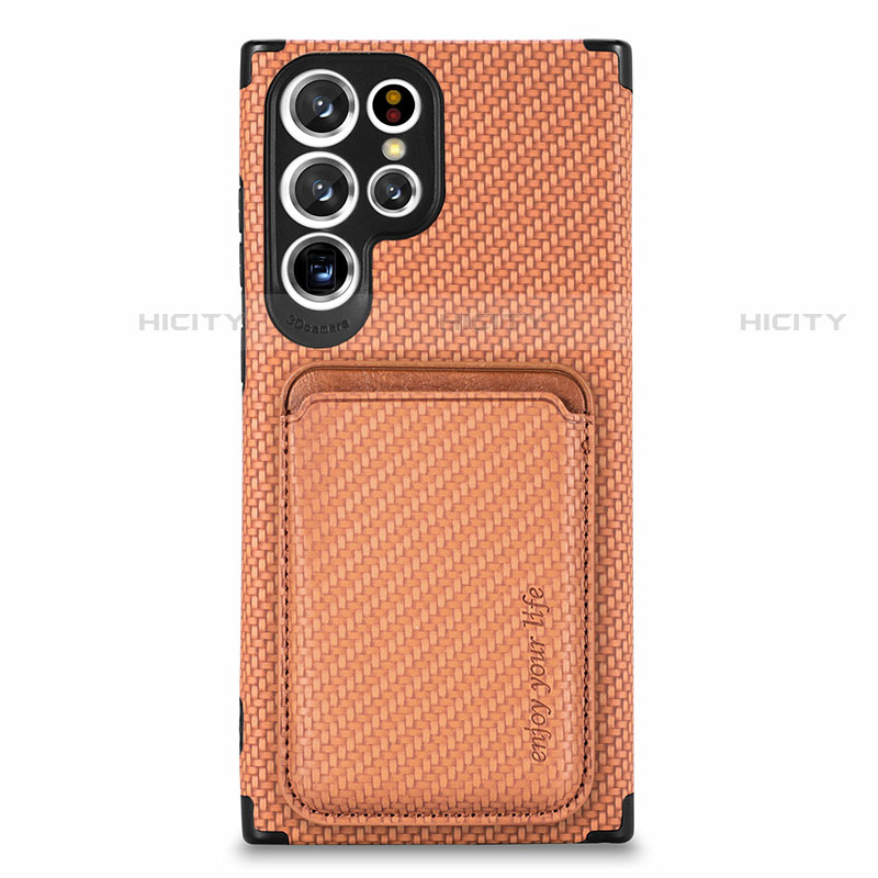 Coque Ultra Fine Silicone Souple Housse Etui avec Aimante Magnetique S05D pour Samsung Galaxy S21 Ultra 5G Orange Plus