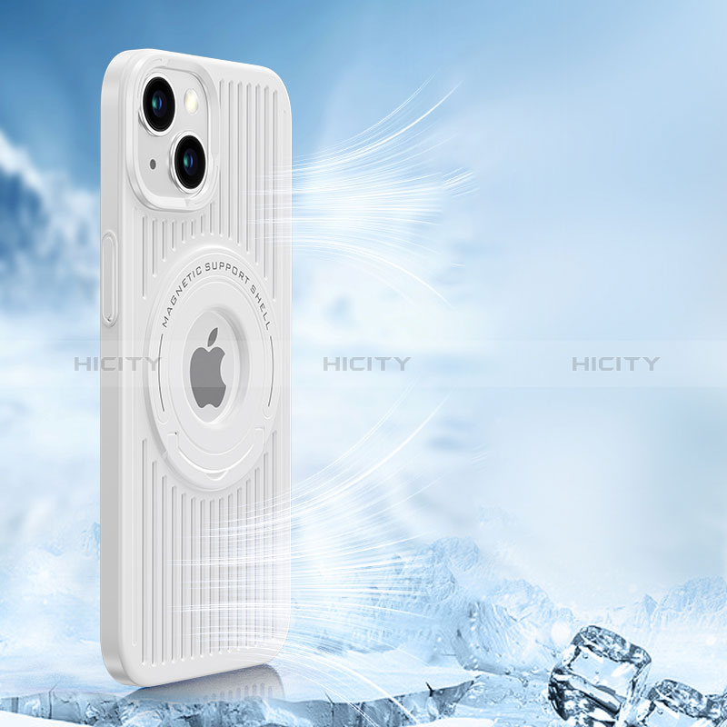 Coque Ultra Fine Silicone Souple Housse Etui avec Mag-Safe Magnetic Magnetique AC1 pour Apple iPhone 13 Blanc Plus