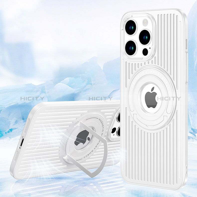 Coque Ultra Fine Silicone Souple Housse Etui avec Mag-Safe Magnetic Magnetique AC1 pour Apple iPhone 14 Pro Blanc Plus