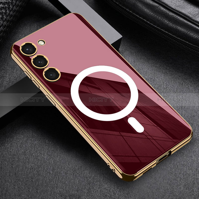 Coque Ultra Fine Silicone Souple Housse Etui avec Mag-Safe Magnetic Magnetique AC1 pour Samsung Galaxy S21 Plus 5G Rouge Plus