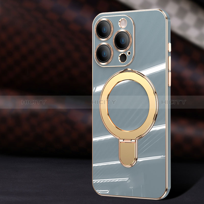 Coque Ultra Fine Silicone Souple Housse Etui avec Mag-Safe Magnetic Magnetique C01 pour Apple iPhone 12 Pro Gris Plus
