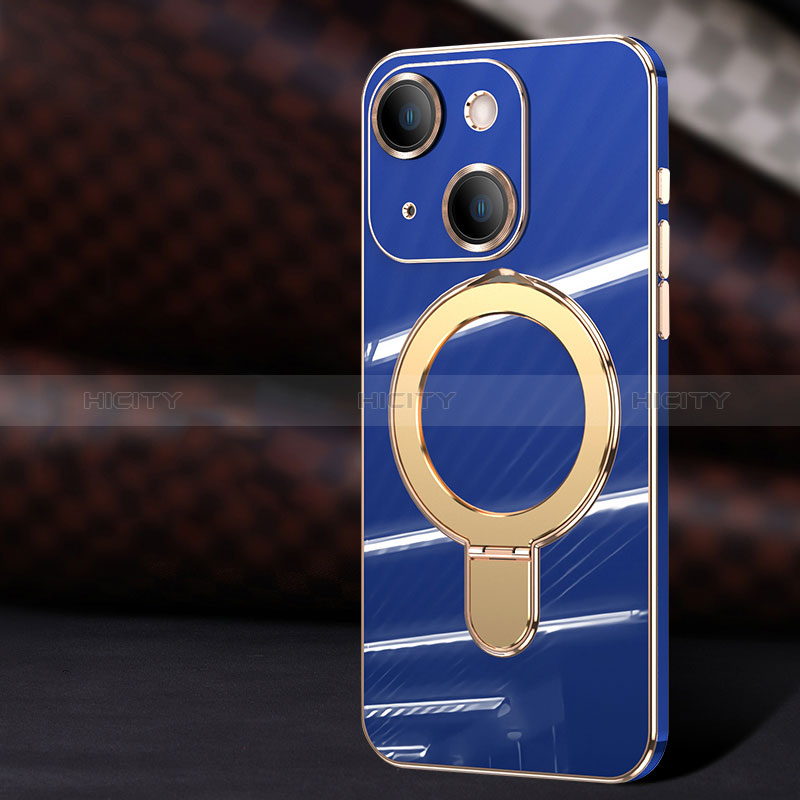 Coque Ultra Fine Silicone Souple Housse Etui avec Mag-Safe Magnetic Magnetique C01 pour Apple iPhone 14 Bleu Plus