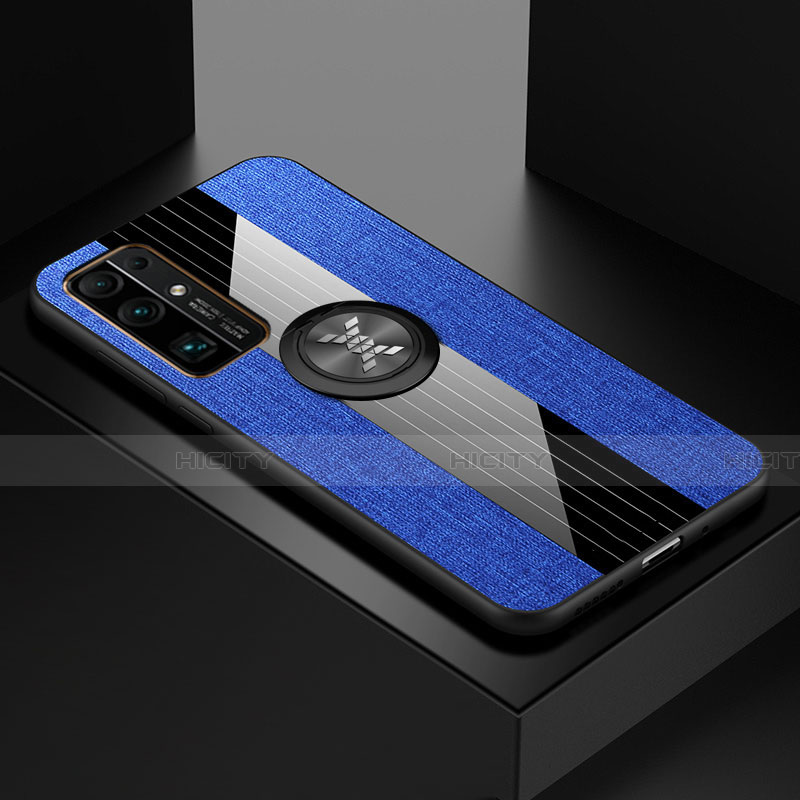 Coque Ultra Fine Silicone Souple Housse Etui avec Support Bague Anneau Aimante Magnetique A01 pour Huawei Honor 30 Bleu Plus
