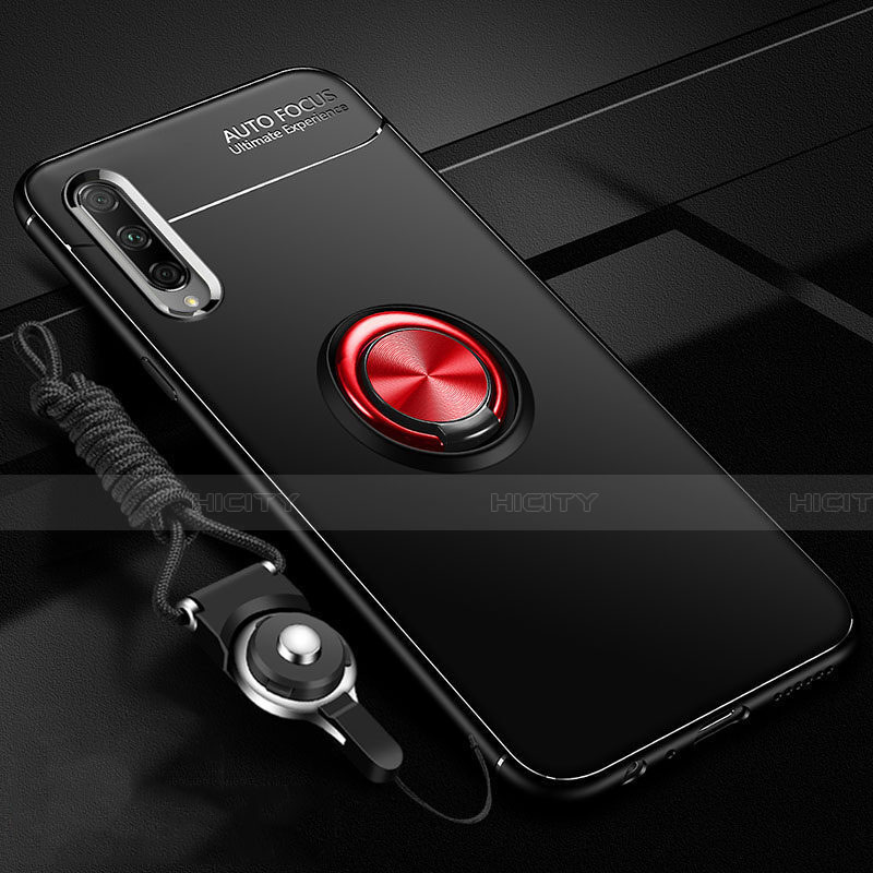 Coque Ultra Fine Silicone Souple Housse Etui avec Support Bague Anneau Aimante Magnetique A01 pour Huawei Honor 9X Pro Rouge et Noir Plus