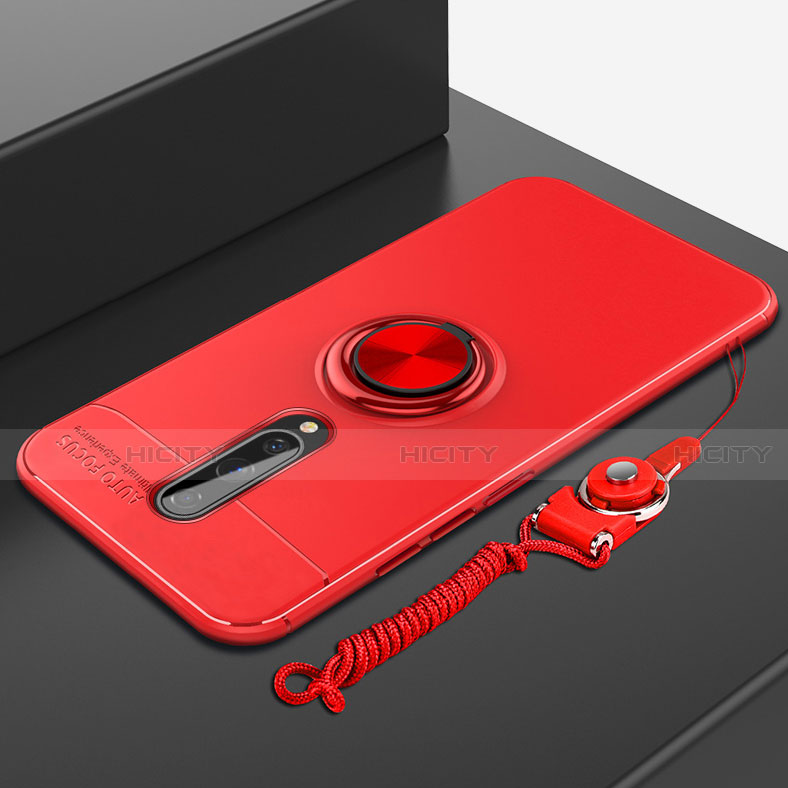 Coque Ultra Fine Silicone Souple Housse Etui avec Support Bague Anneau Aimante Magnetique A01 pour OnePlus 8 Rouge Plus
