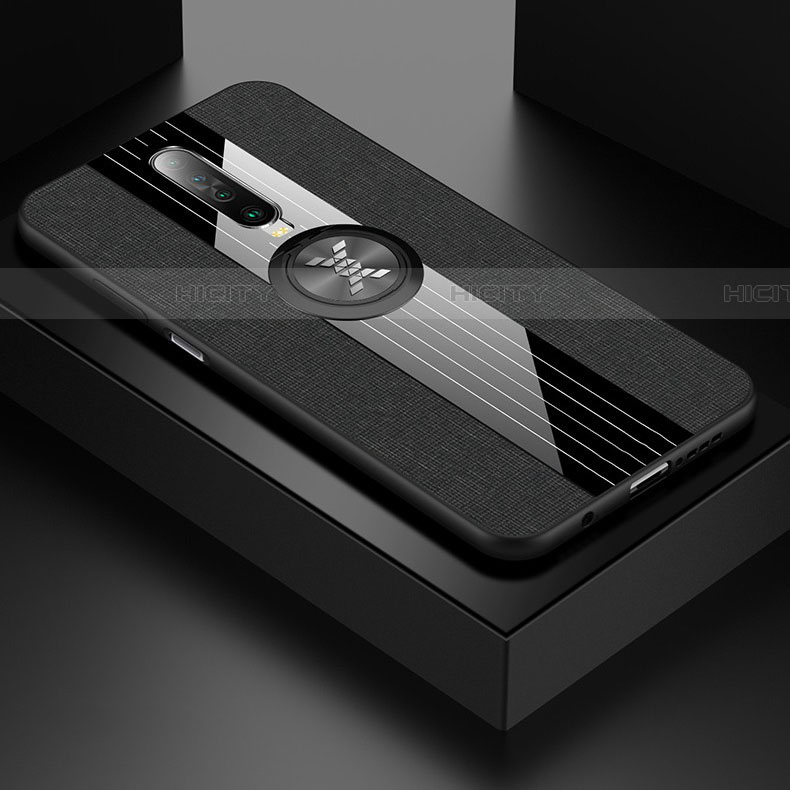 Coque Ultra Fine Silicone Souple Housse Etui avec Support Bague Anneau Aimante Magnetique A01 pour Xiaomi Redmi K30 4G Noir Plus