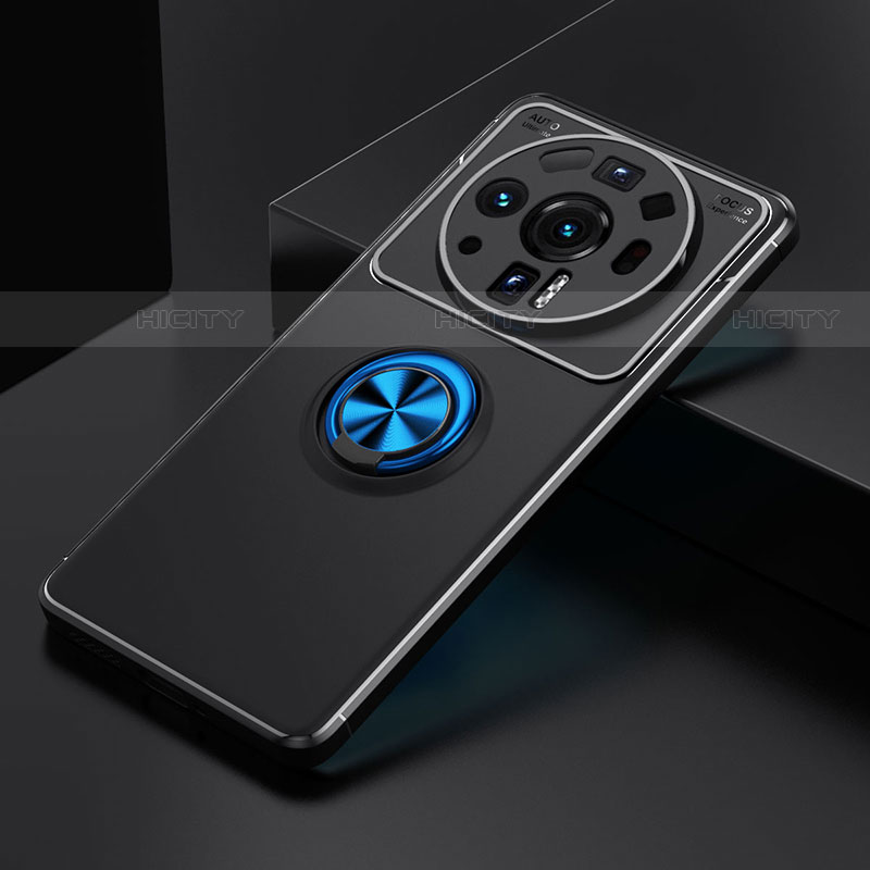 Coque Ultra Fine Silicone Souple Housse Etui avec Support Bague Anneau Aimante Magnetique A02 pour Xiaomi Mi 12 Ultra 5G Bleu et Noir Plus