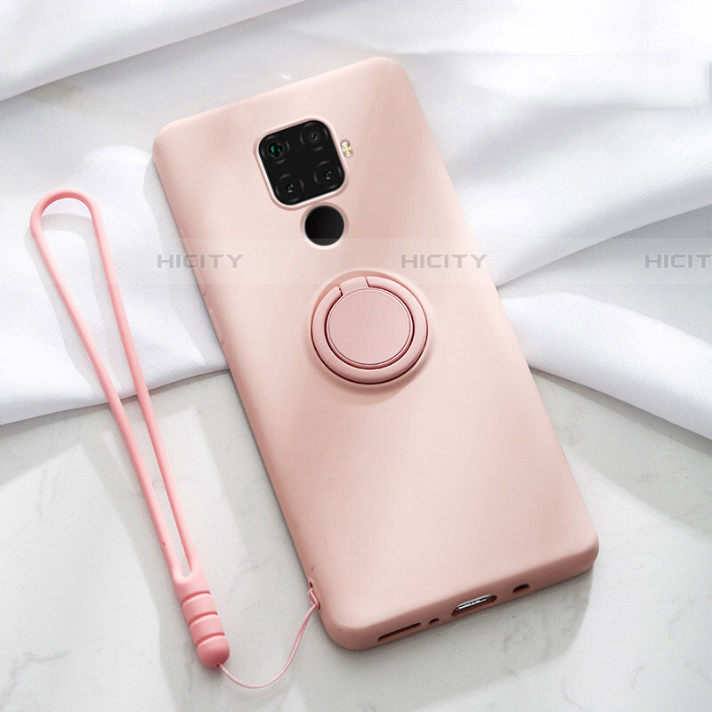 Coque Ultra Fine Silicone Souple Housse Etui avec Support Bague Anneau Aimante Magnetique A03 pour Huawei Nova 5z Rose Plus