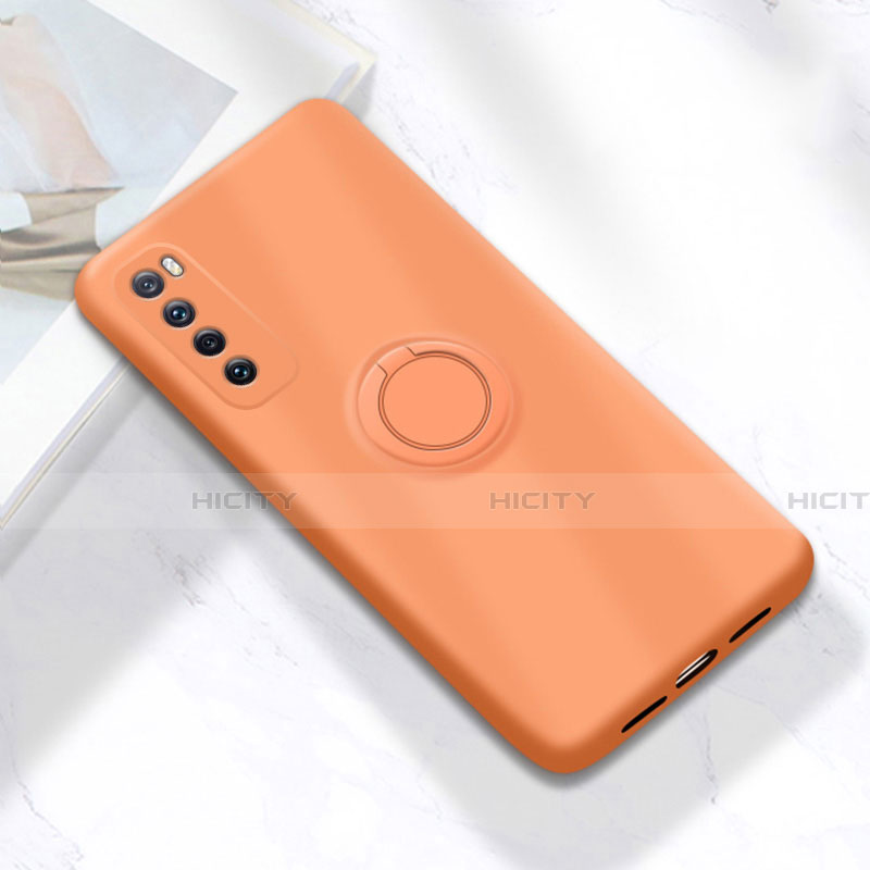 Coque Ultra Fine Silicone Souple Housse Etui avec Support Bague Anneau Aimante Magnetique A04 pour Huawei Nova 7 5G Orange Plus
