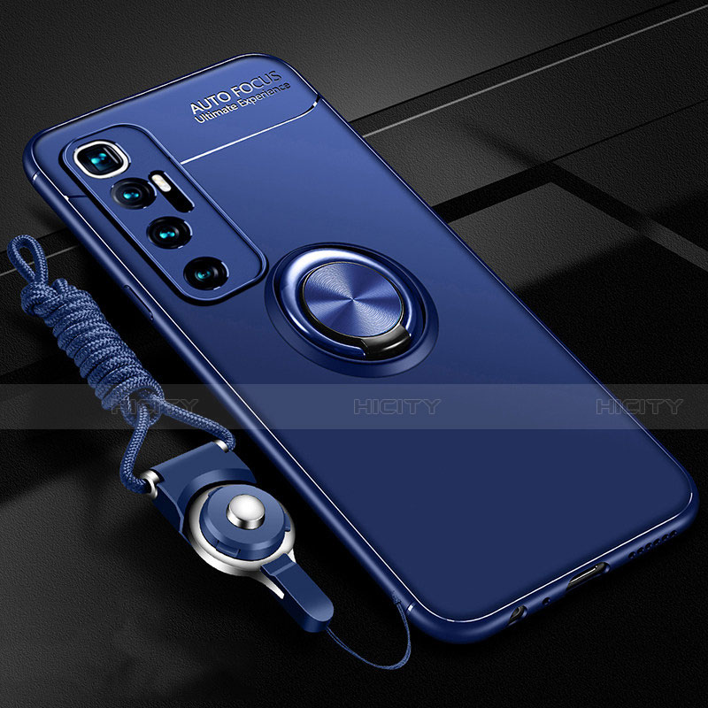 Coque Ultra Fine Silicone Souple Housse Etui avec Support Bague Anneau Aimante Magnetique A04 pour Xiaomi Mi 10 Ultra Bleu Plus