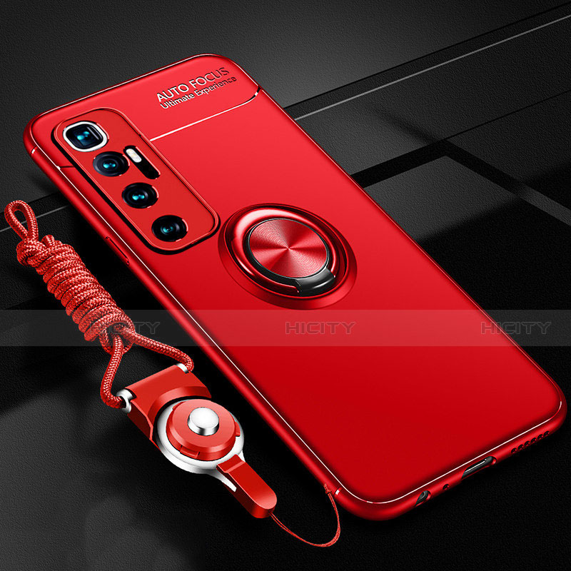 Coque Ultra Fine Silicone Souple Housse Etui avec Support Bague Anneau Aimante Magnetique A04 pour Xiaomi Mi 10 Ultra Rouge Plus