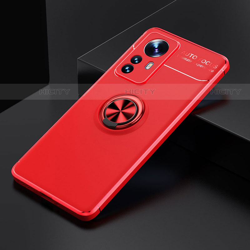 Coque Ultra Fine Silicone Souple Housse Etui avec Support Bague Anneau Aimante Magnetique A04 pour Xiaomi Mi 12 Pro 5G Rouge Plus