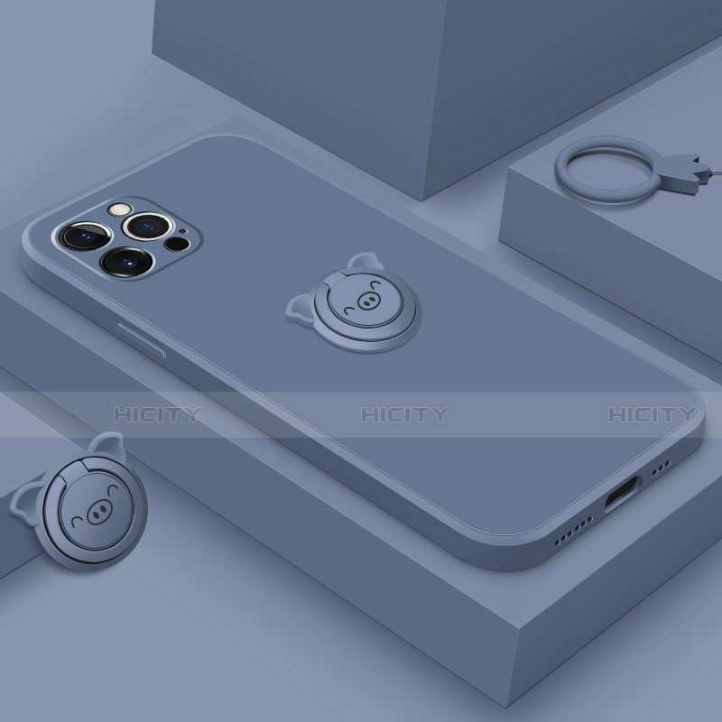 Coque Ultra Fine Silicone Souple Housse Etui avec Support Bague Anneau Aimante Magnetique A07 pour Apple iPhone 13 Pro Plus