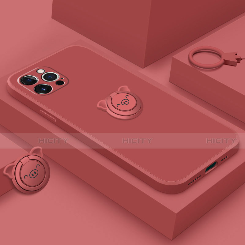 Coque Ultra Fine Silicone Souple Housse Etui avec Support Bague Anneau Aimante Magnetique A07 pour Apple iPhone 15 Pro Plus
