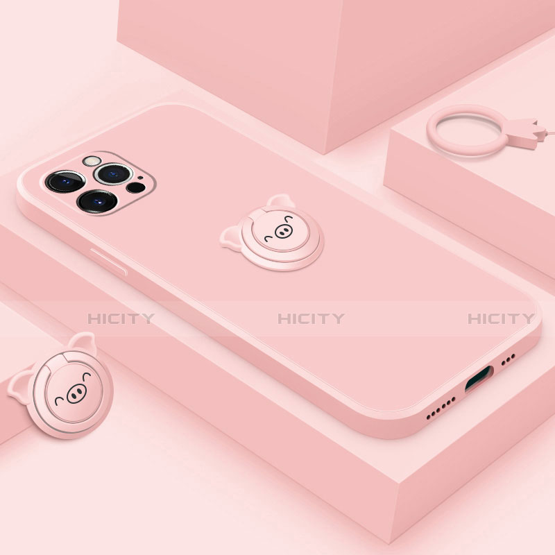 Coque Ultra Fine Silicone Souple Housse Etui avec Support Bague Anneau Aimante Magnetique A07 pour Apple iPhone 15 Pro Plus