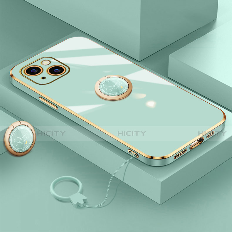 Coque Ultra Fine Silicone Souple Housse Etui avec Support Bague Anneau Aimante Magnetique A08 pour Apple iPhone 14 Plus