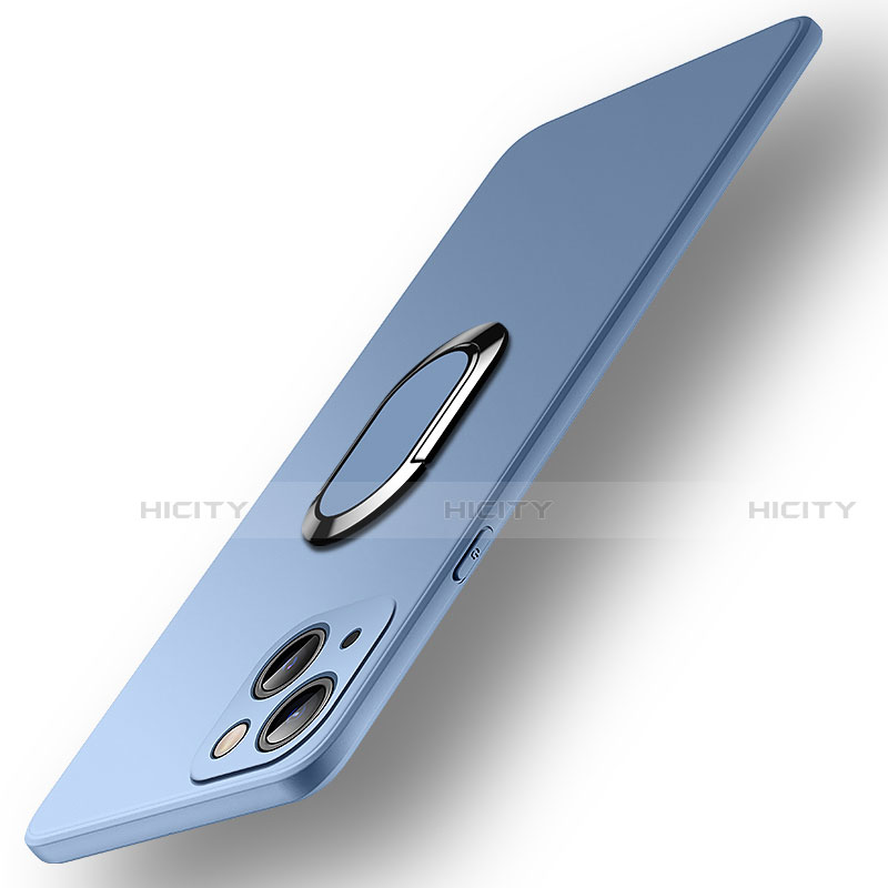 Coque Ultra Fine Silicone Souple Housse Etui avec Support Bague Anneau Aimante Magnetique A09 pour Apple iPhone 13 Mini Bleu Ciel Plus