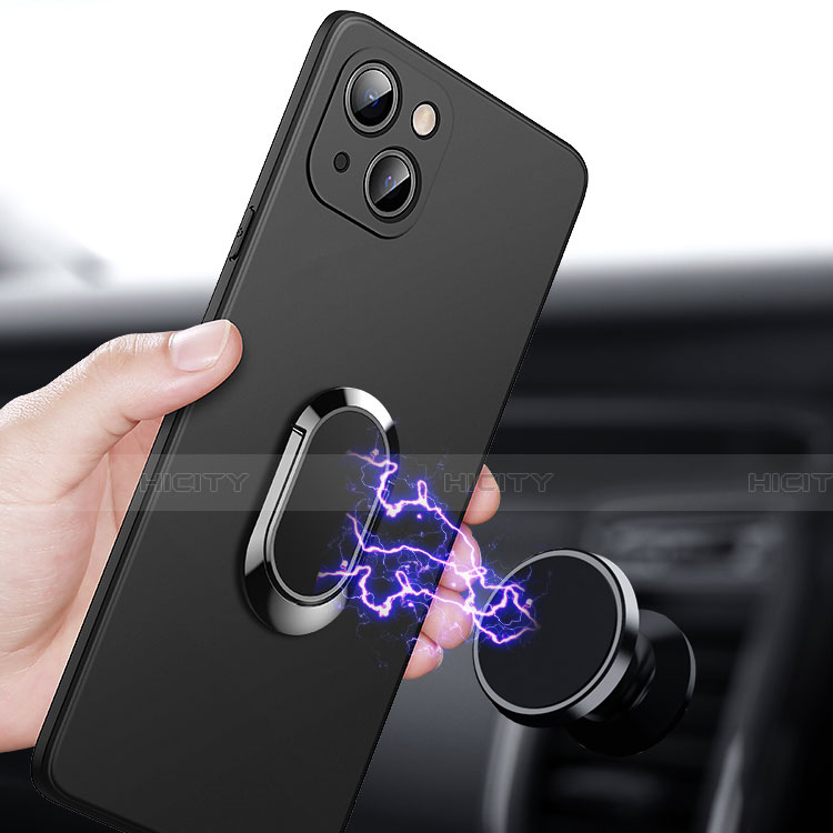 Coque Ultra Fine Silicone Souple Housse Etui avec Support Bague Anneau Aimante Magnetique A09 pour Apple iPhone 13 Plus