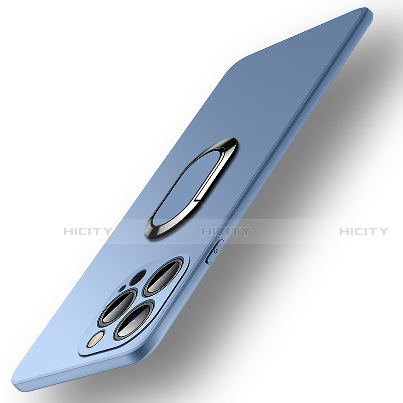 Coque Ultra Fine Silicone Souple Housse Etui avec Support Bague Anneau Aimante Magnetique A09 pour Apple iPhone 13 Pro Max Bleu Ciel Plus