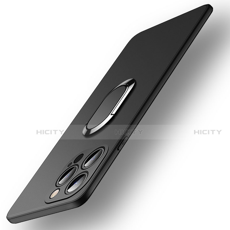 Coque Ultra Fine Silicone Souple Housse Etui avec Support Bague Anneau Aimante Magnetique A09 pour Apple iPhone 13 Pro Max Noir Plus