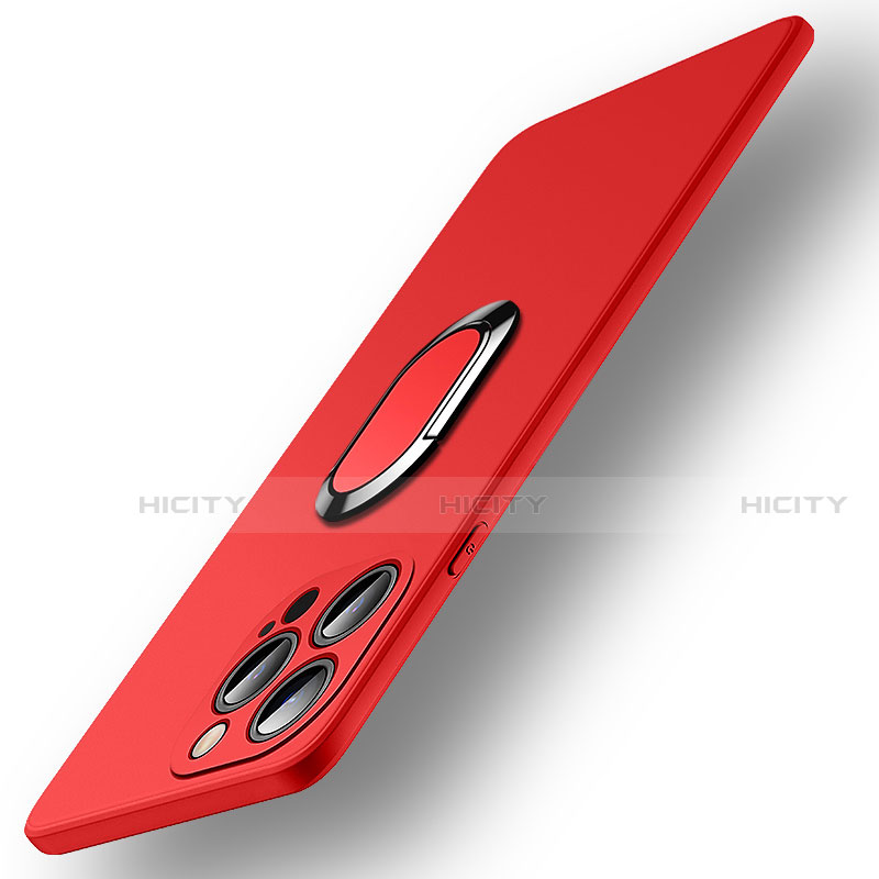 Coque Ultra Fine Silicone Souple Housse Etui avec Support Bague Anneau Aimante Magnetique A09 pour Apple iPhone 13 Pro Max Rouge Plus