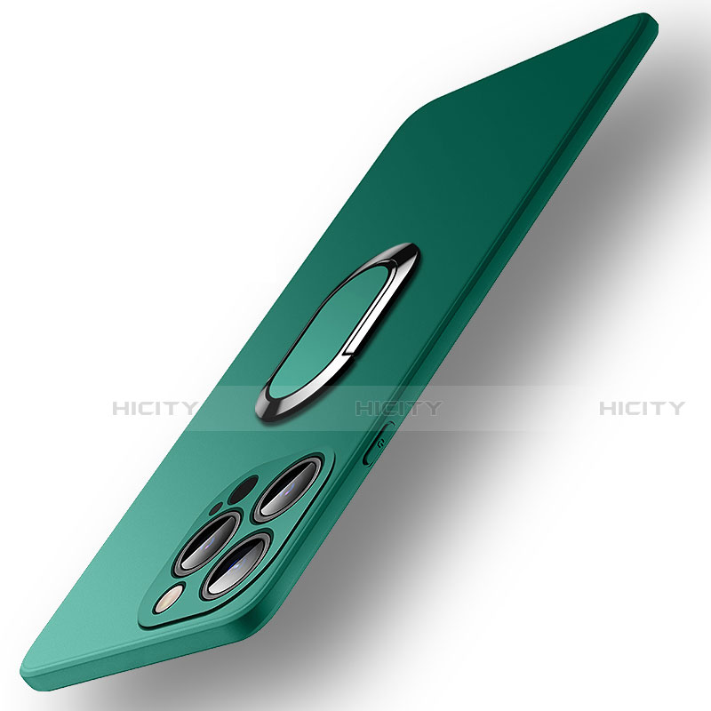 Coque Ultra Fine Silicone Souple Housse Etui avec Support Bague Anneau Aimante Magnetique A09 pour Apple iPhone 13 Pro Max Vert Plus