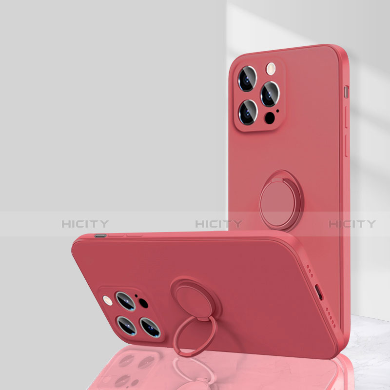 Coque Ultra Fine Silicone Souple Housse Etui avec Support Bague Anneau Aimante Magnetique G01 pour Apple iPhone 15 Pro Plus