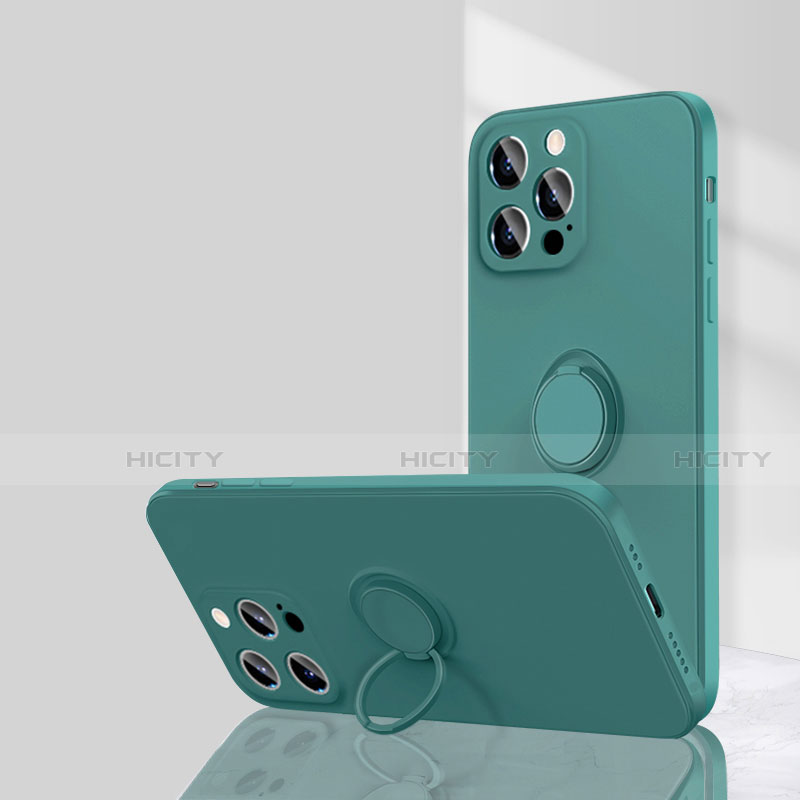 Coque Ultra Fine Silicone Souple Housse Etui avec Support Bague Anneau Aimante Magnetique G01 pour Apple iPhone 15 Pro Plus