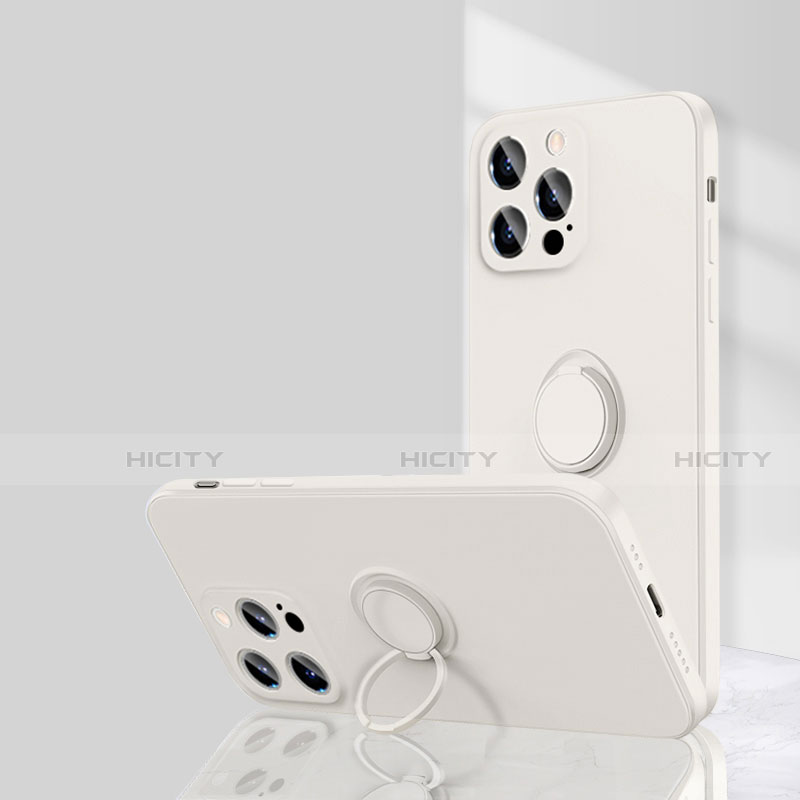 Coque Ultra Fine Silicone Souple Housse Etui avec Support Bague Anneau Aimante Magnetique G01 pour Apple iPhone 15 Pro Plus