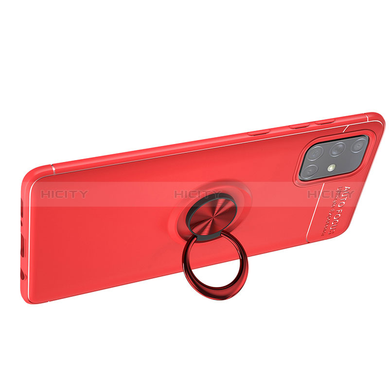 Coque Ultra Fine Silicone Souple Housse Etui avec Support Bague Anneau Aimante Magnetique JM1 pour Samsung Galaxy A51 4G Rouge Plus