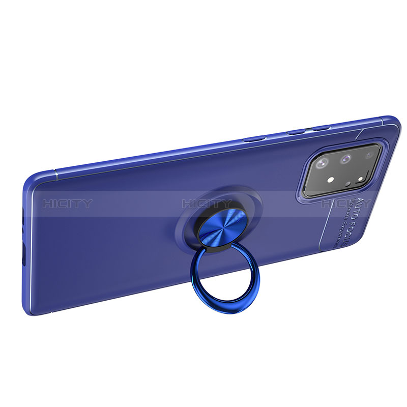 Coque Ultra Fine Silicone Souple Housse Etui avec Support Bague Anneau Aimante Magnetique JM1 pour Samsung Galaxy M80S Bleu Plus