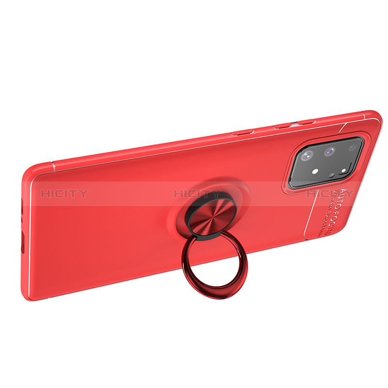 Coque Ultra Fine Silicone Souple Housse Etui avec Support Bague Anneau Aimante Magnetique JM1 pour Samsung Galaxy S10 Lite Rouge Plus