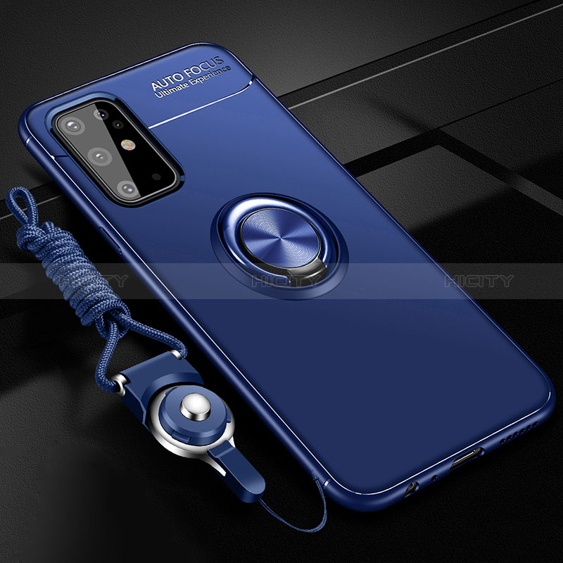 Coque Ultra Fine Silicone Souple Housse Etui avec Support Bague Anneau Aimante Magnetique JM3 pour Samsung Galaxy S20 Plus 5G Bleu Plus