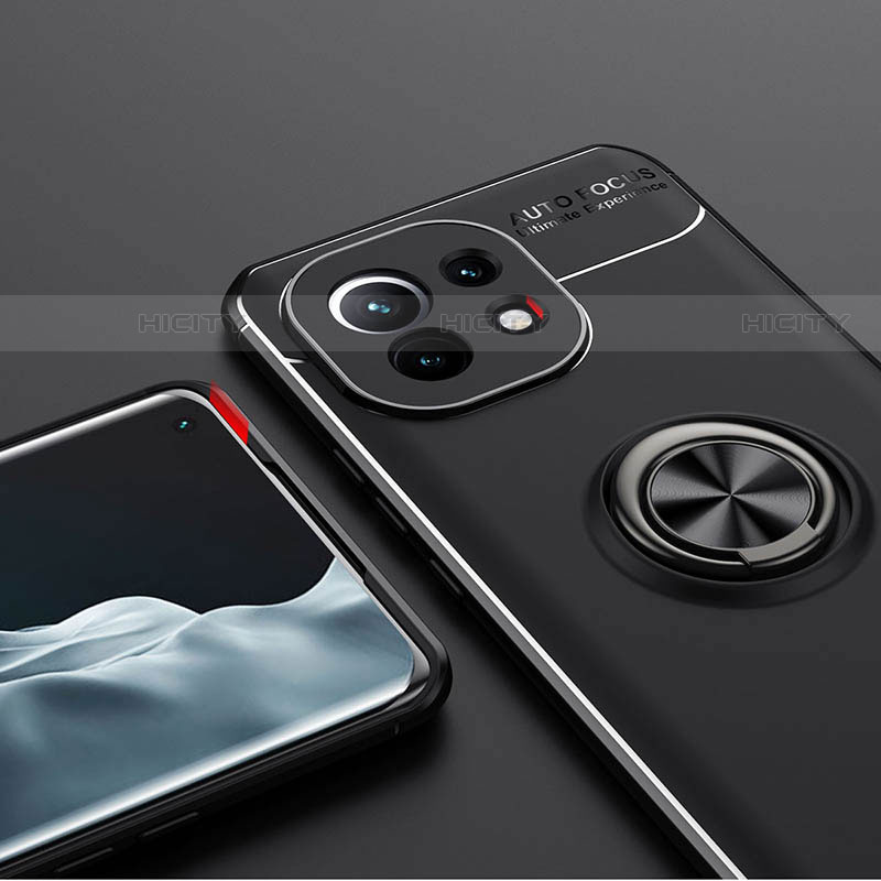 Coque Ultra Fine Silicone Souple Housse Etui avec Support Bague Anneau Aimante Magnetique K01 pour Xiaomi Mi 11 Lite 4G Plus