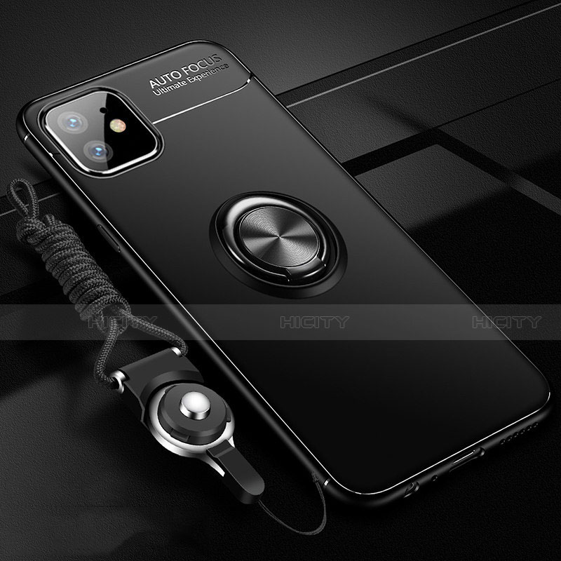 Coque Ultra Fine Silicone Souple Housse Etui avec Support Bague Anneau Aimante Magnetique N03 pour Apple iPhone 12 Mini Noir Plus