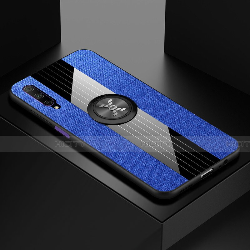 Coque Ultra Fine Silicone Souple Housse Etui avec Support Bague Anneau Aimante Magnetique pour Huawei Honor 9X Pro Bleu Plus