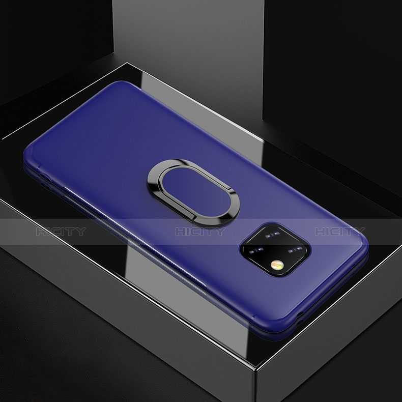 Coque Ultra Fine Silicone Souple Housse Etui avec Support Bague Anneau Aimante Magnetique pour Huawei Mate 20 Pro Bleu Plus