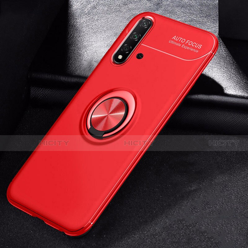 Coque Ultra Fine Silicone Souple Housse Etui avec Support Bague Anneau Aimante Magnetique pour Huawei Nova 5 Pro Rouge Plus