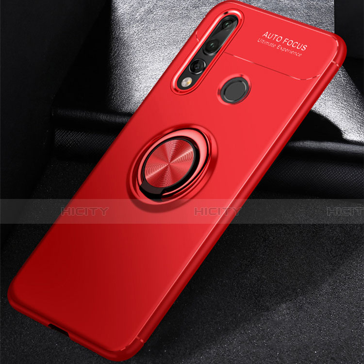Coque Ultra Fine Silicone Souple Housse Etui avec Support Bague Anneau Aimante Magnetique pour Huawei P30 Lite New Edition Rouge Plus