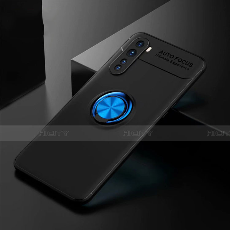 Coque Ultra Fine Silicone Souple Housse Etui avec Support Bague Anneau Aimante Magnetique pour OnePlus Nord Bleu et Noir Plus