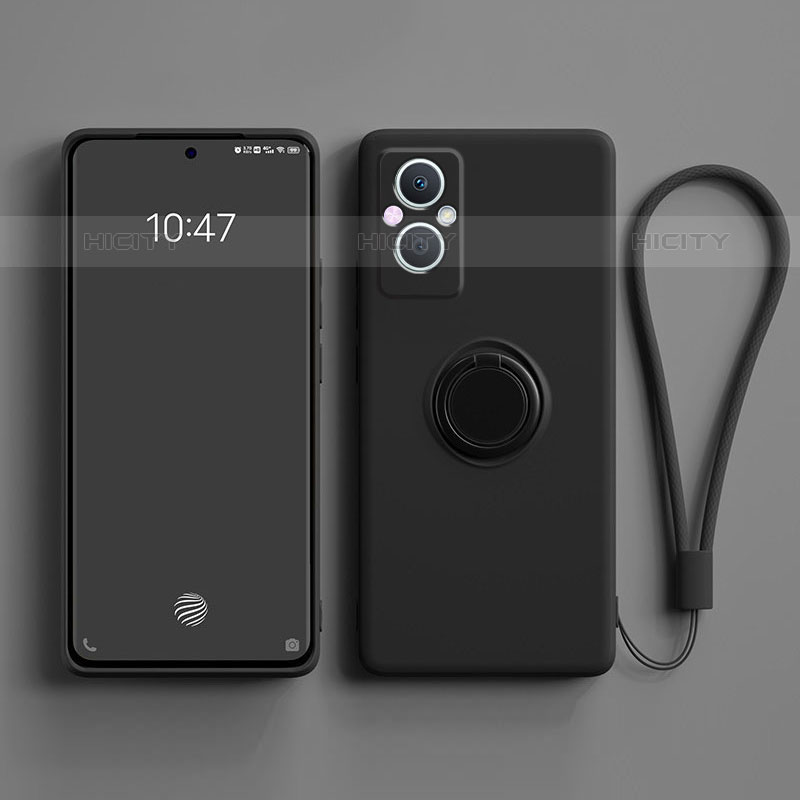 Coque Ultra Fine Silicone Souple Housse Etui avec Support Bague Anneau Aimante Magnetique pour OnePlus Nord N20 5G Noir Plus