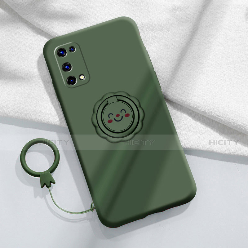 Coque Ultra Fine Silicone Souple Housse Etui avec Support Bague Anneau Aimante Magnetique pour Realme X7 Pro 5G Vert Nuit Plus