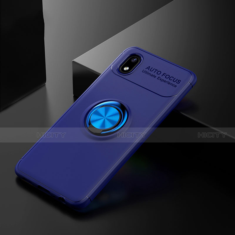 Coque Ultra Fine Silicone Souple Housse Etui avec Support Bague Anneau Aimante Magnetique pour Samsung Galaxy A01 Core Bleu Plus