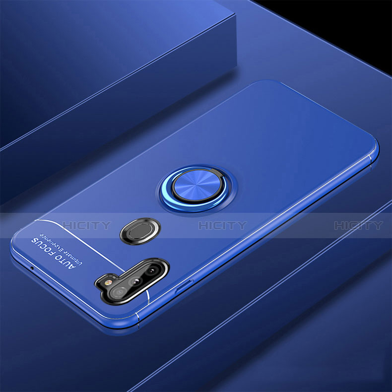 Coque Ultra Fine Silicone Souple Housse Etui avec Support Bague Anneau Aimante Magnetique pour Samsung Galaxy A11 Bleu Plus