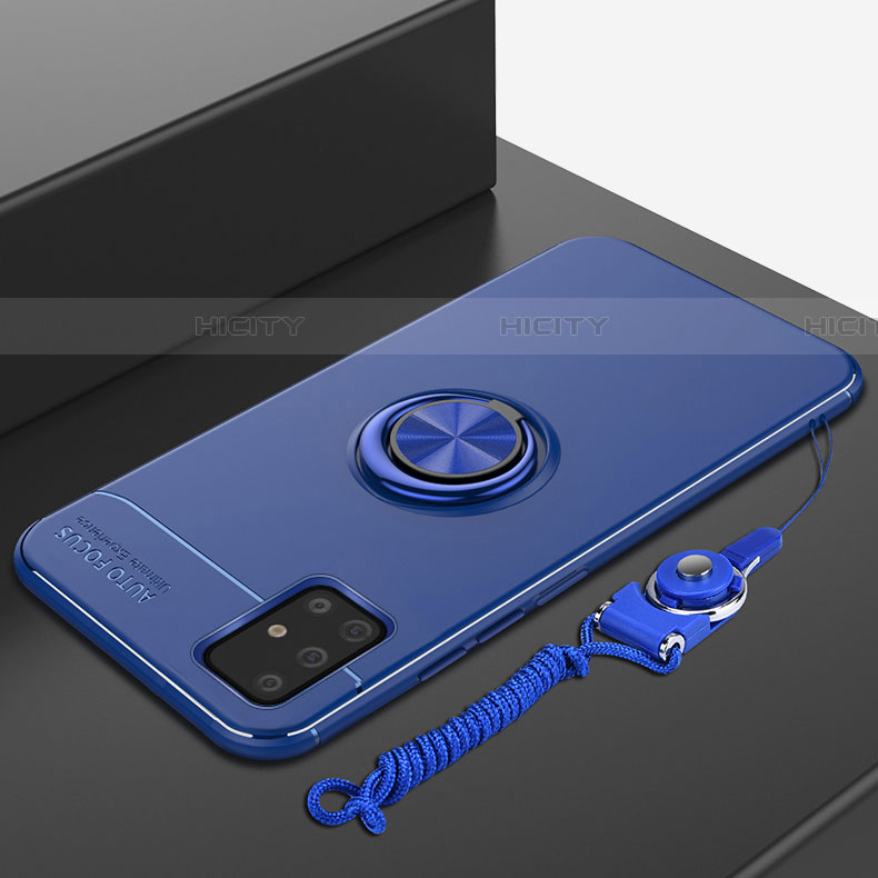 Coque Ultra Fine Silicone Souple Housse Etui avec Support Bague Anneau Aimante Magnetique pour Samsung Galaxy A51 5G Bleu Plus