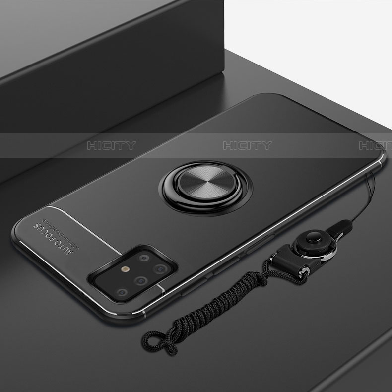 Coque Ultra Fine Silicone Souple Housse Etui avec Support Bague Anneau Aimante Magnetique pour Samsung Galaxy A51 5G Noir Plus