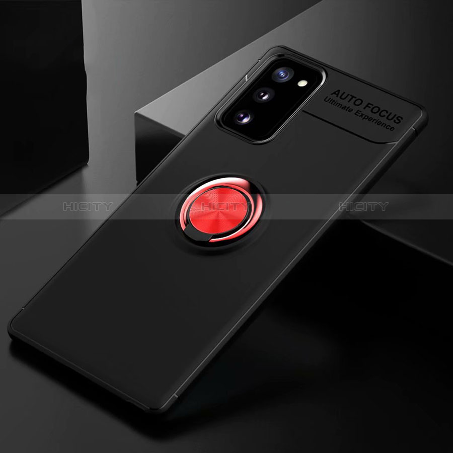 Coque Ultra Fine Silicone Souple Housse Etui avec Support Bague Anneau Aimante Magnetique pour Samsung Galaxy S20 FE (2022) 5G Rouge et Noir Plus