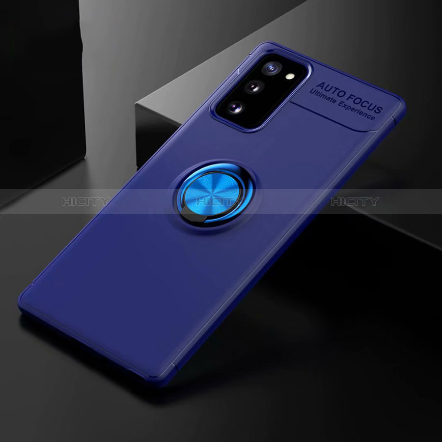 Coque Ultra Fine Silicone Souple Housse Etui avec Support Bague Anneau Aimante Magnetique pour Samsung Galaxy S20 Lite 5G Bleu Plus